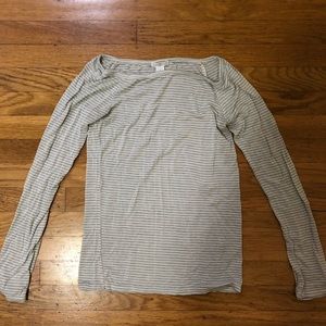 Brandy Melville Grey Striped Long Sleeve Shirt